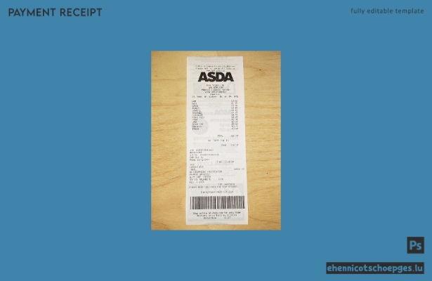 Beispiel für einen Zahlungsbeleg von Asda (Vorschau)